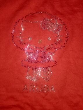 Red Orange Aruba Hello Kitty Rhinestone Tee